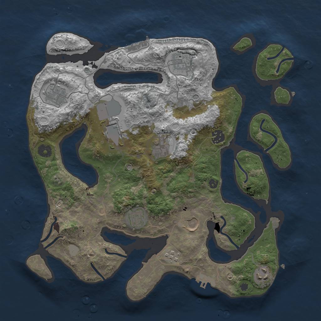 Rust Map: Procedural Map, Size: 3500, Seed: 250841098, 17 Monuments