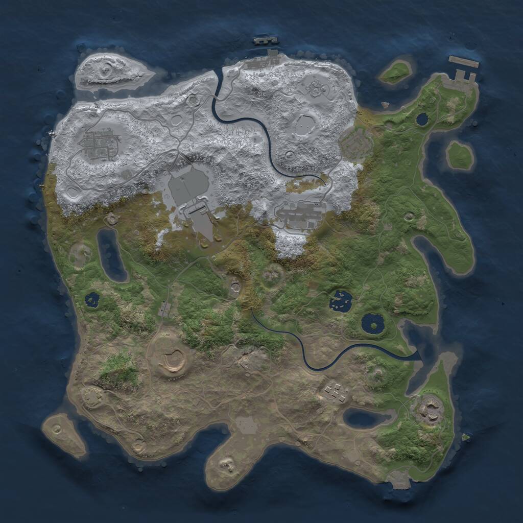 Rust Map: Procedural Map, Size: 3500, Seed: 250841098, 14 Monuments