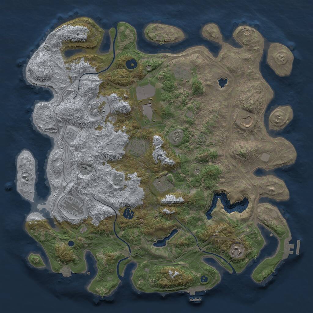 Rust Map: Procedural Map, Size: 4300, Seed: 4465363, 16 Monuments