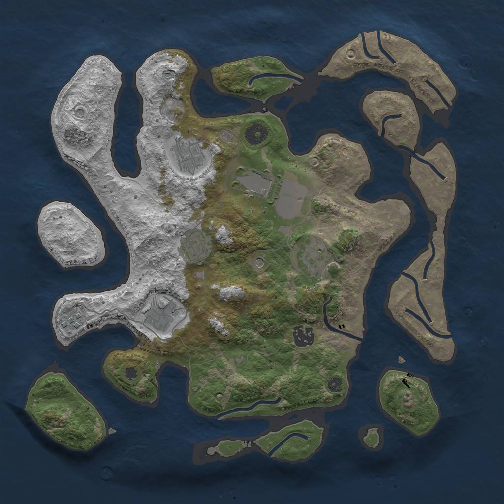 Rust Map: Procedural Map, Size: 3500, Seed: 438614, 10 Monuments