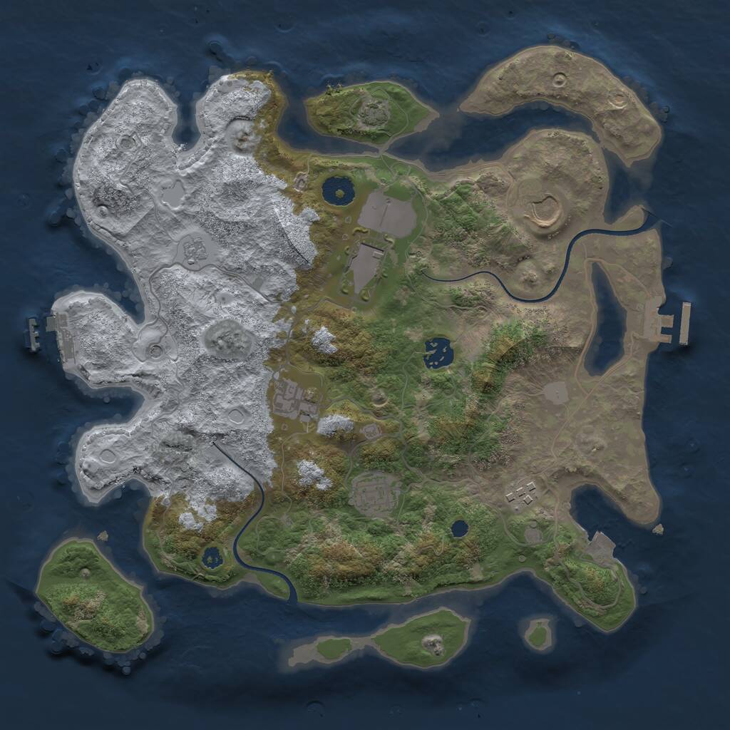 Rust Map: Procedural Map, Size: 3500, Seed: 438614, 12 Monuments