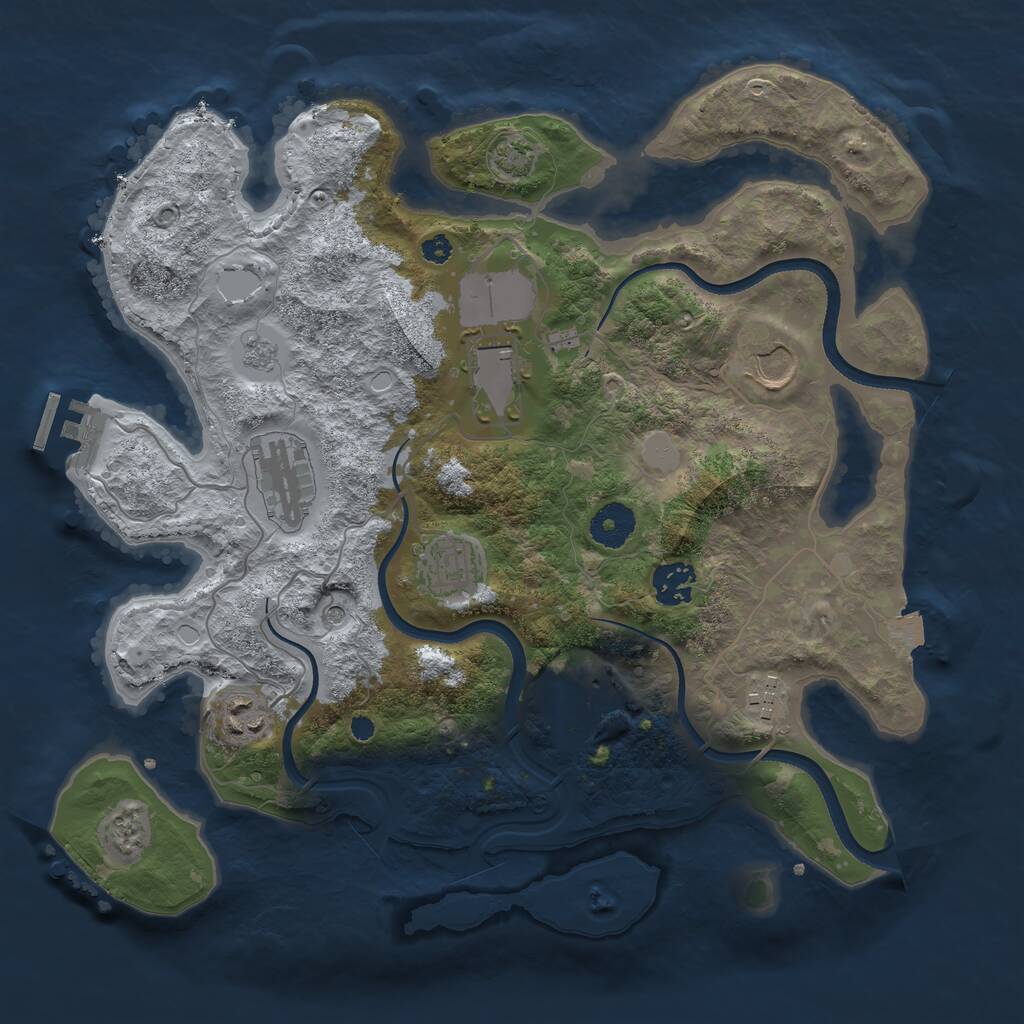 Rust Map: Procedural Map, Size: 3500, Seed: 438614, 13 Monuments