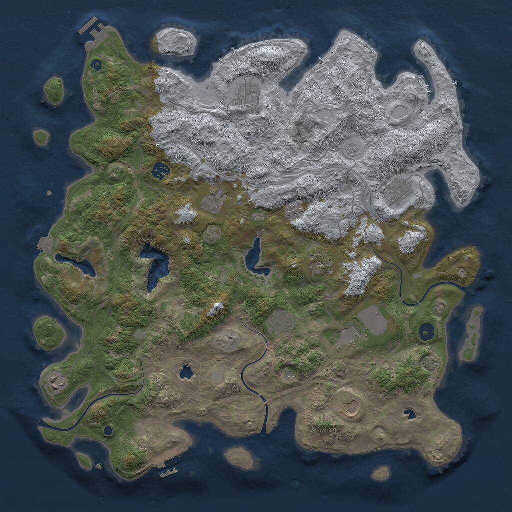Rust Map: Procedural Map, Size: 4500, Seed: 893860409, 16 Monuments