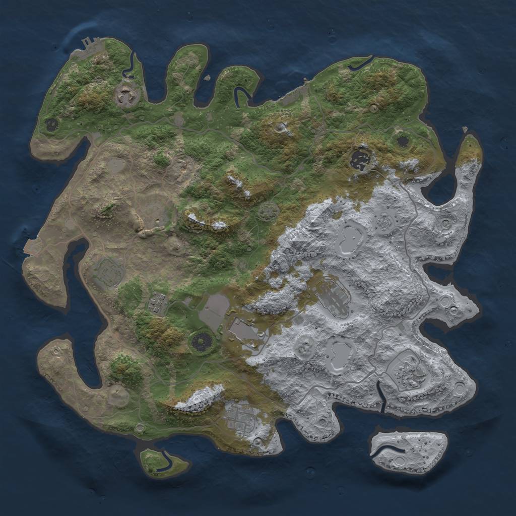 Rust Map: Procedural Map, Size: 4000, Seed: 70426800, 17 Monuments