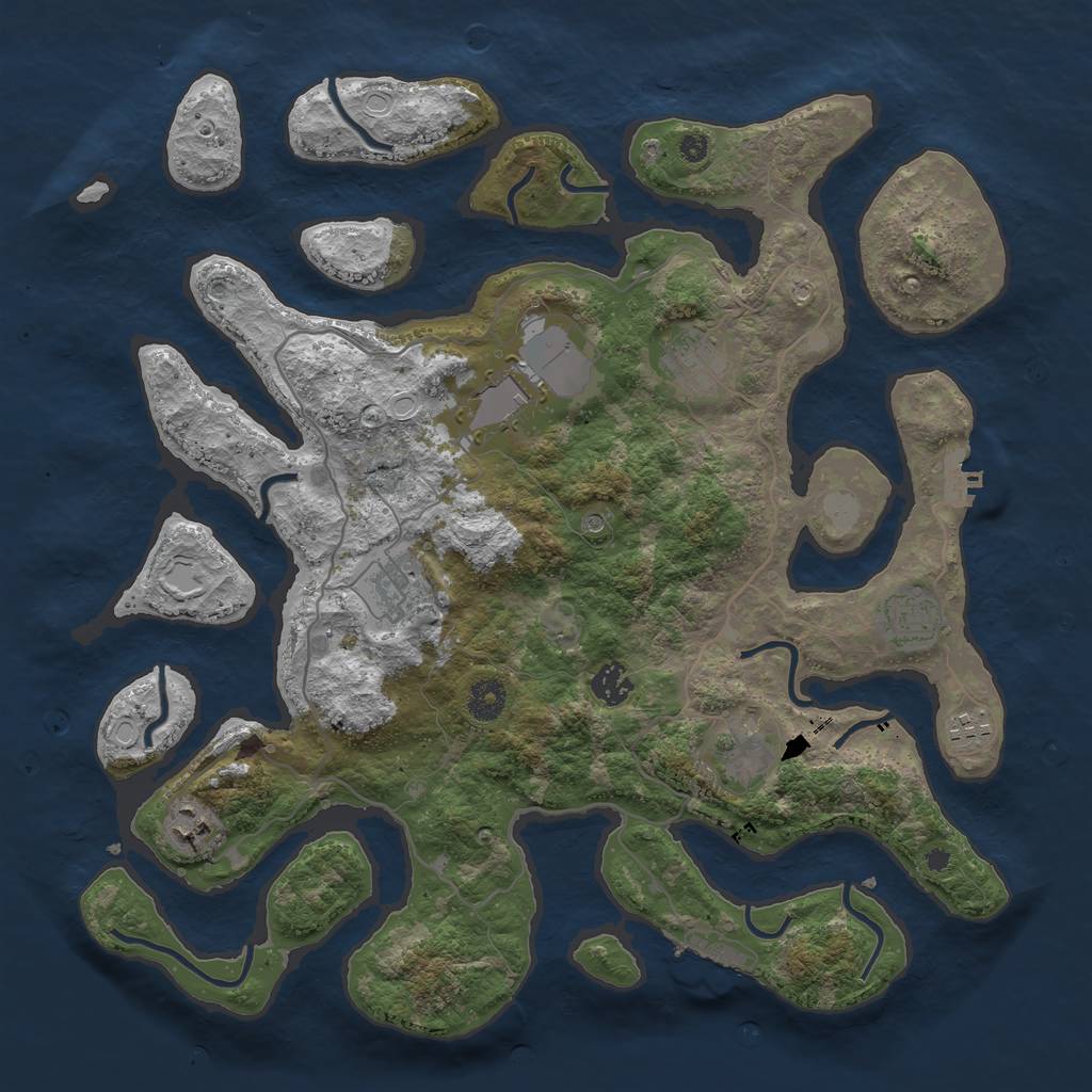 Rust Map: Procedural Map, Size: 4000, Seed: 374572, 16 Monuments