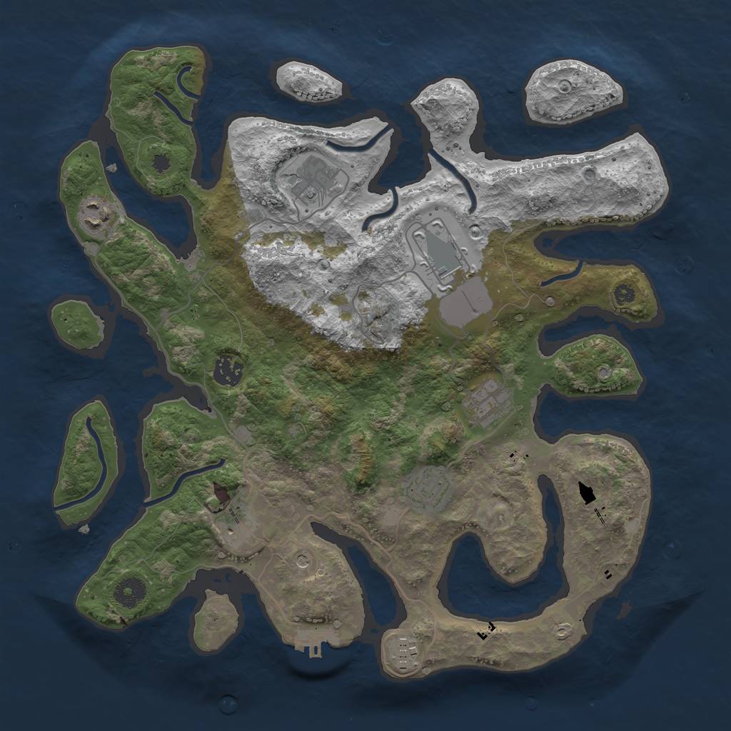 Rust Map: Procedural Map, Size: 3600, Seed: 7132, 12 Monuments