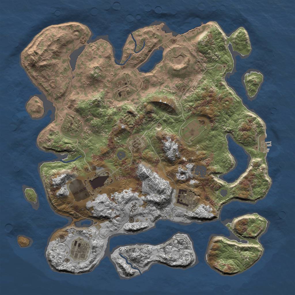 Rust Map: Procedural Map, Size: 3600, Seed: 333813057, 15 Monuments