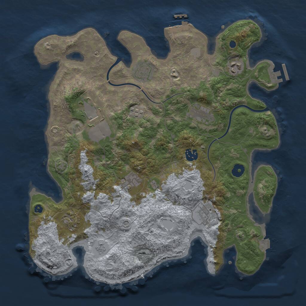 Rust Map: Procedural Map, Size: 3600, Seed: 333813057, 15 Monuments