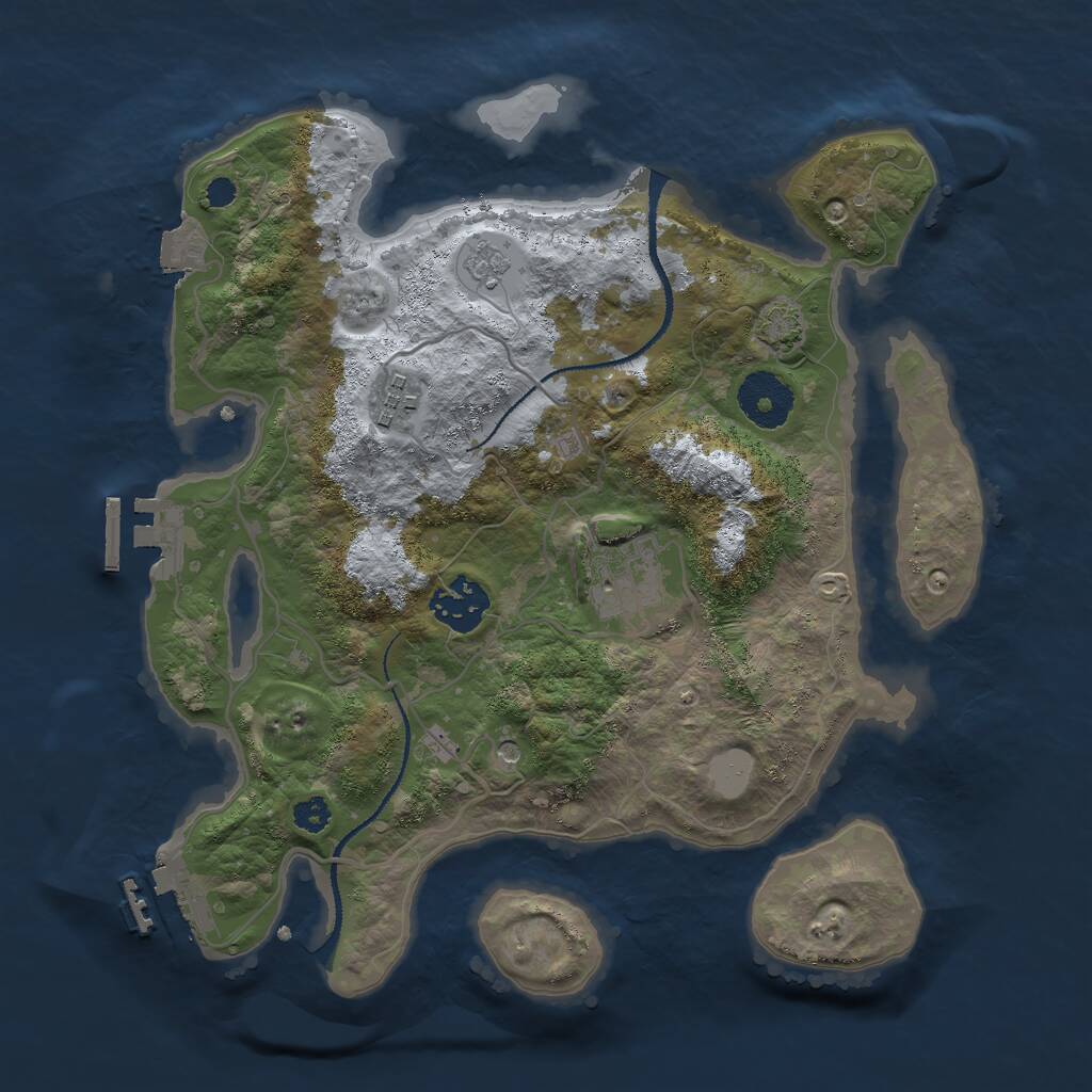 Rust Map: Procedural Map, Size: 3000, Seed: 854406727, 9 Monuments