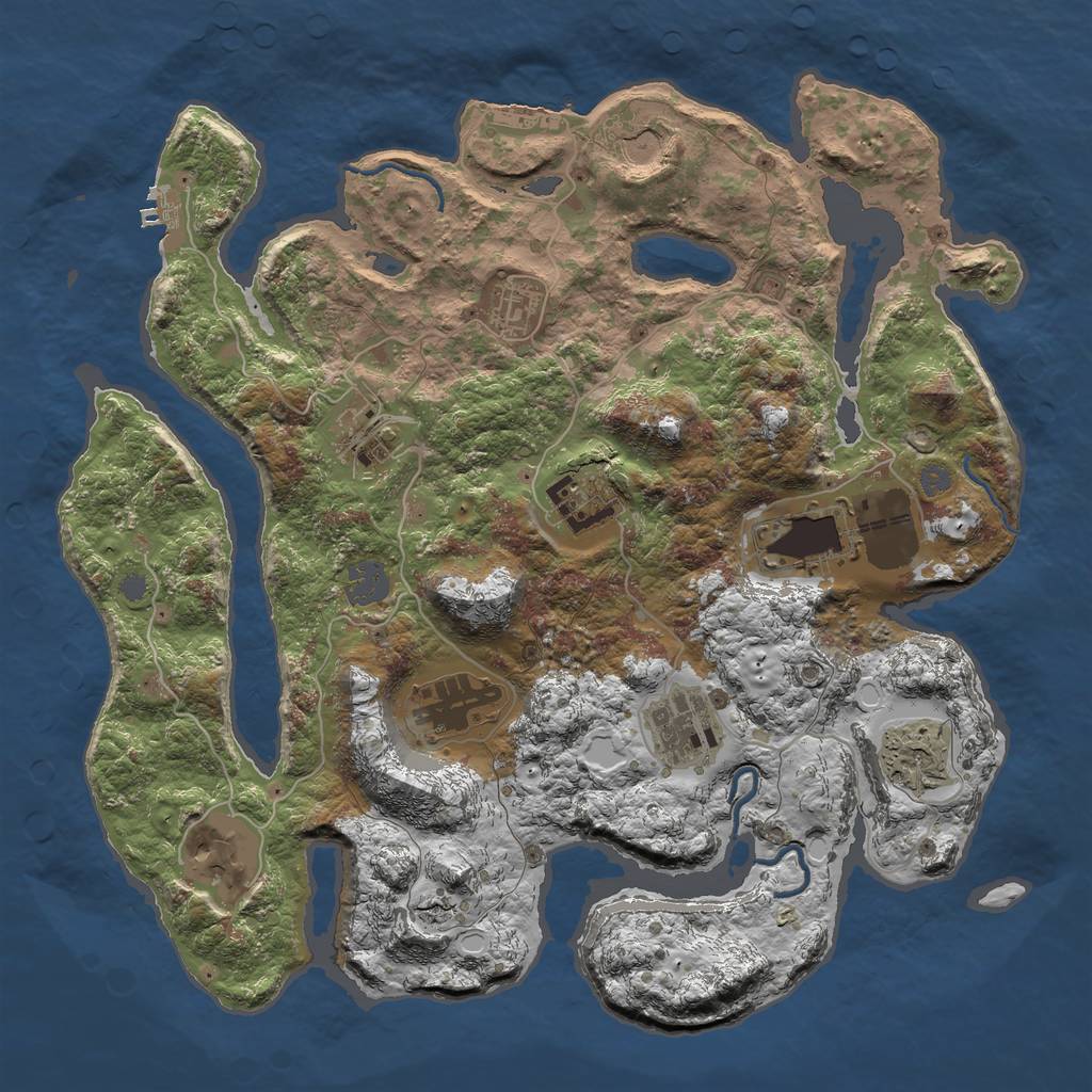 Rust Map: Procedural Map, Size: 3600, Seed: 749761428, 16 Monuments