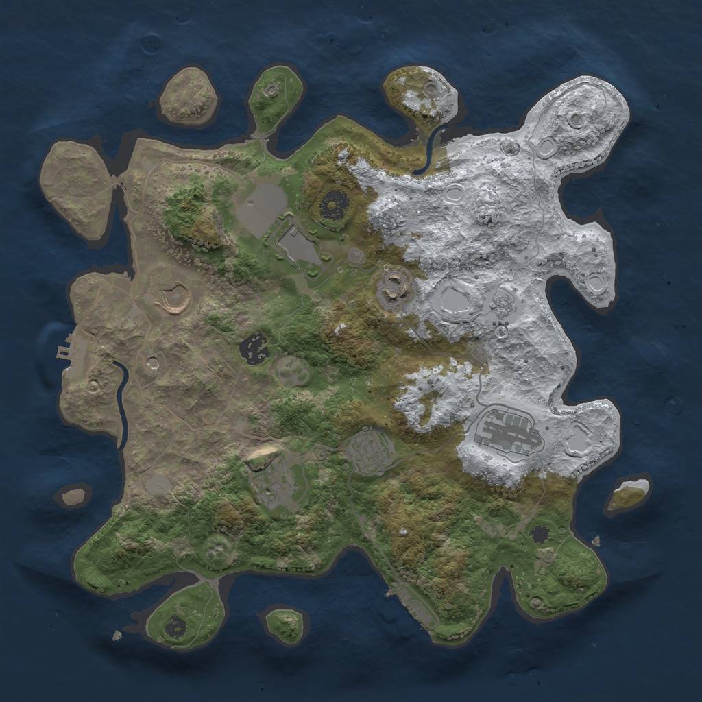 Rust Map: Procedural Map, Size: 3500, Seed: 437895168, 16 Monuments