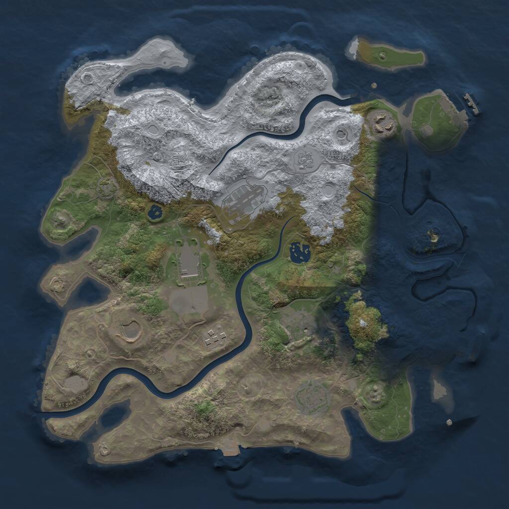 Rust Map: Procedural Map, Size: 3500, Seed: 91215991, 14 Monuments