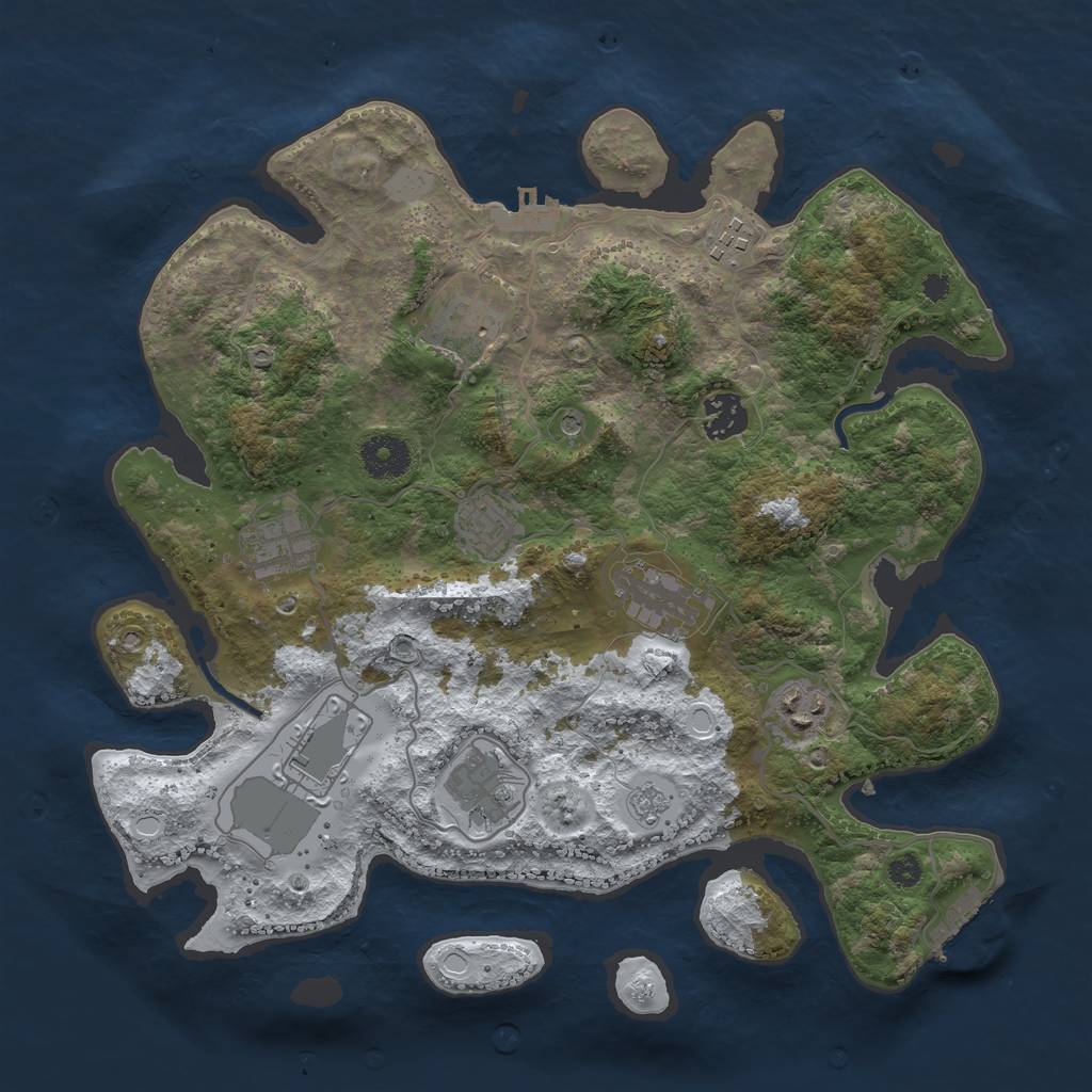 Rust Map: Procedural Map, Size: 3500, Seed: 9985569, 18 Monuments