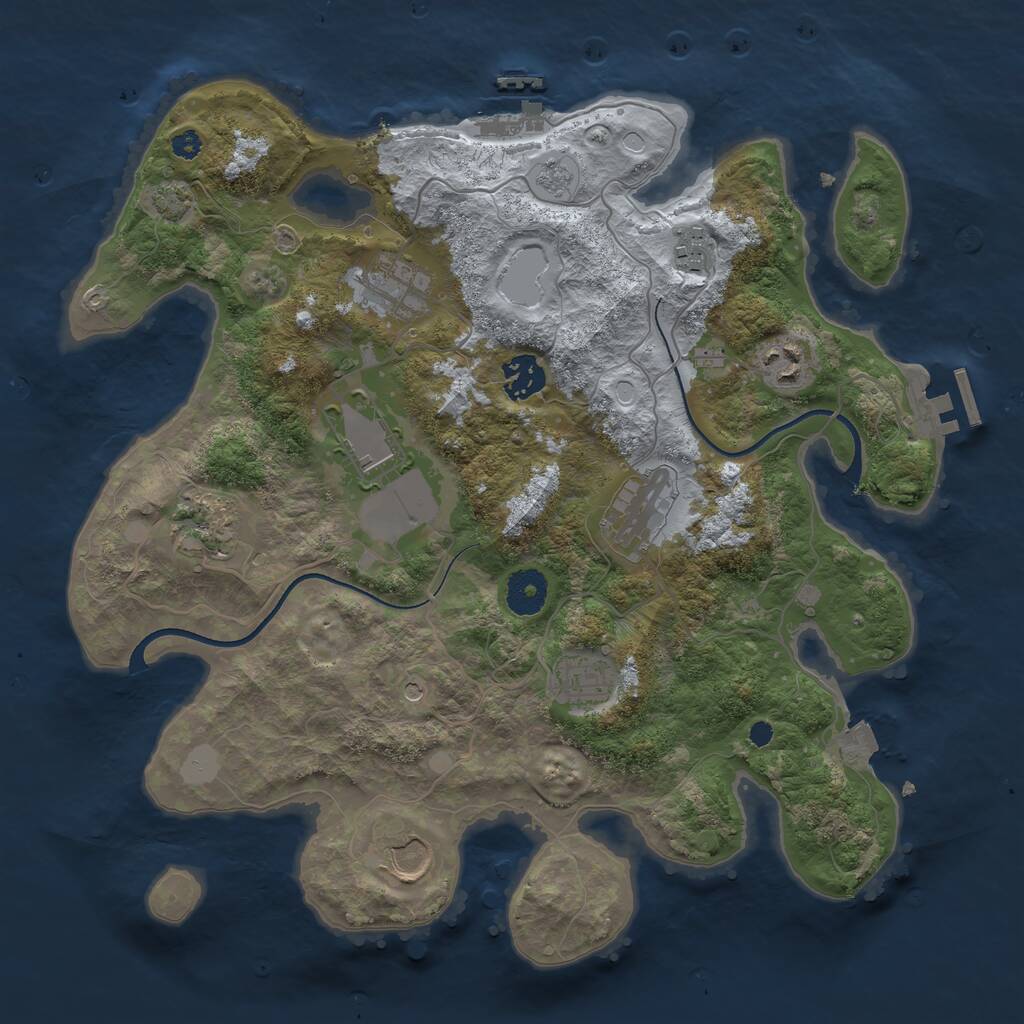 Rust Map: Procedural Map, Size: 3500, Seed: 2822346, 15 Monuments