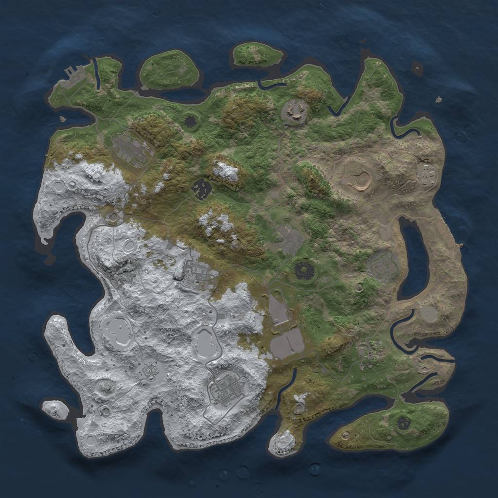 Rust Map: Procedural Map, Size: 3800, Seed: 56468586, 20 Monuments