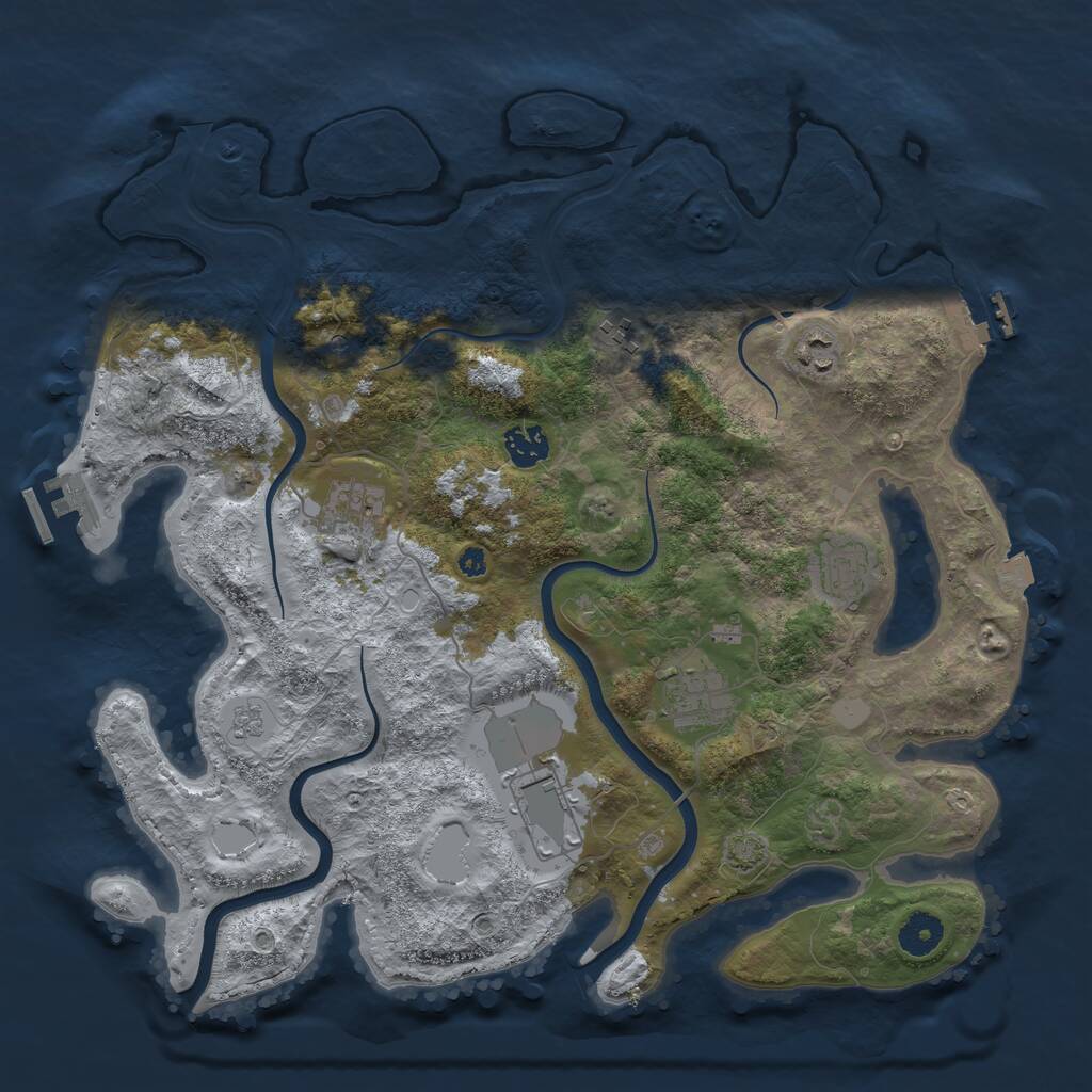 Rust Map: Procedural Map, Size: 3800, Seed: 56468586, 13 Monuments