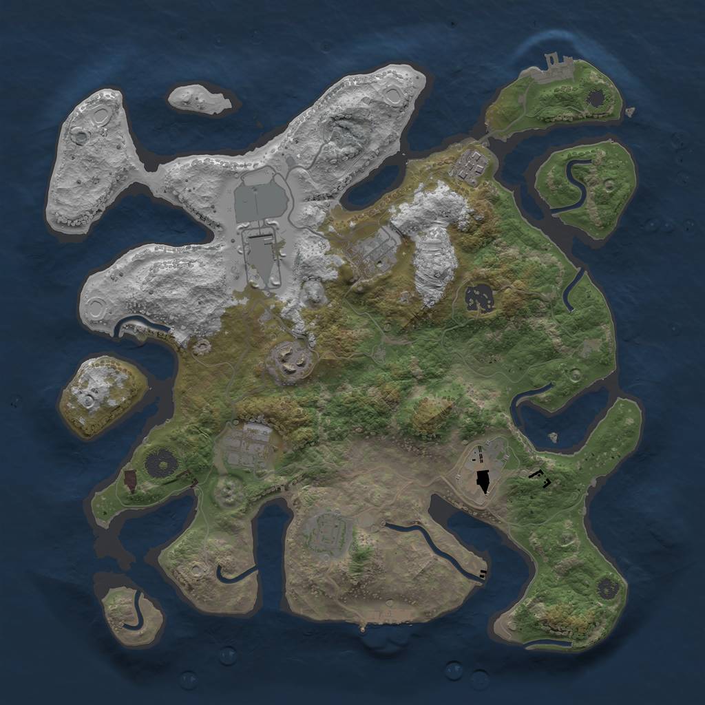 Rust Map: Procedural Map, Size: 3500, Seed: 1150223, 15 Monuments