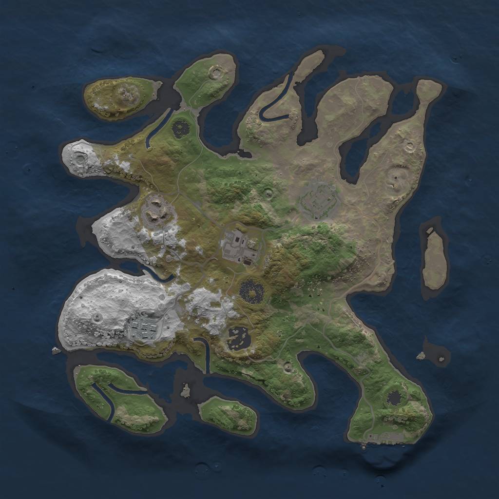 Rust Map: Procedural Map, Size: 3000, Seed: 558481, 8 Monuments