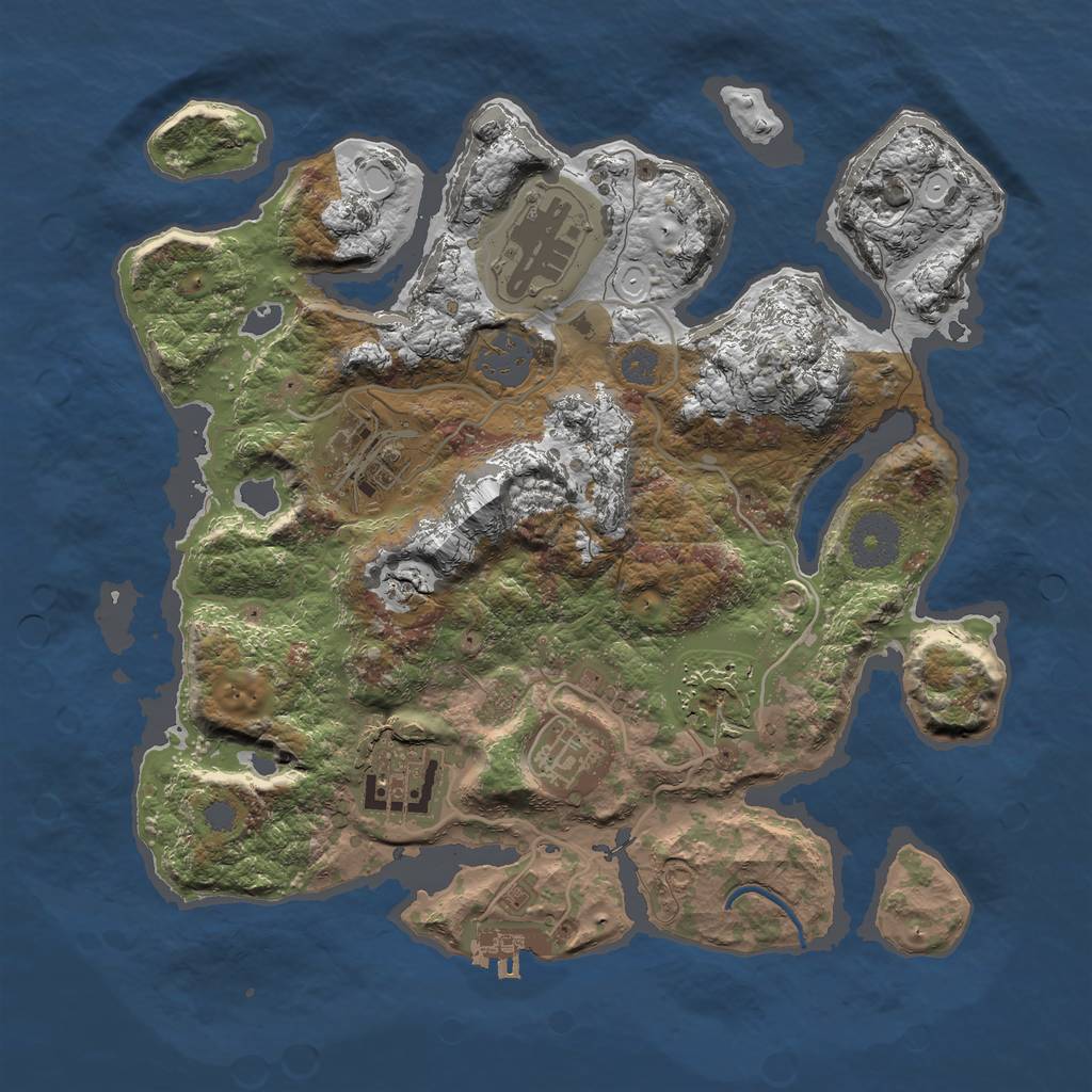 Rust Map: Procedural Map, Size: 3000, Seed: 888478, 11 Monuments