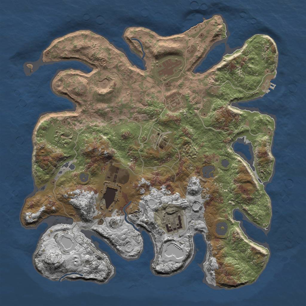 Rust Map: Procedural Map, Size: 3500, Seed: 2088270264, 14 Monuments