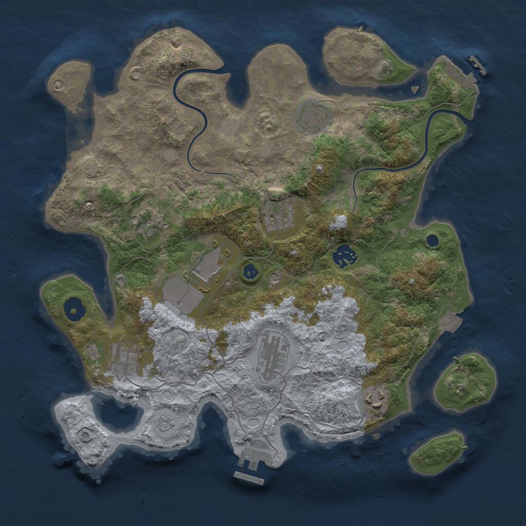 Rust Map: Procedural Map, Size: 3500, Seed: 2088270264, 14 Monuments