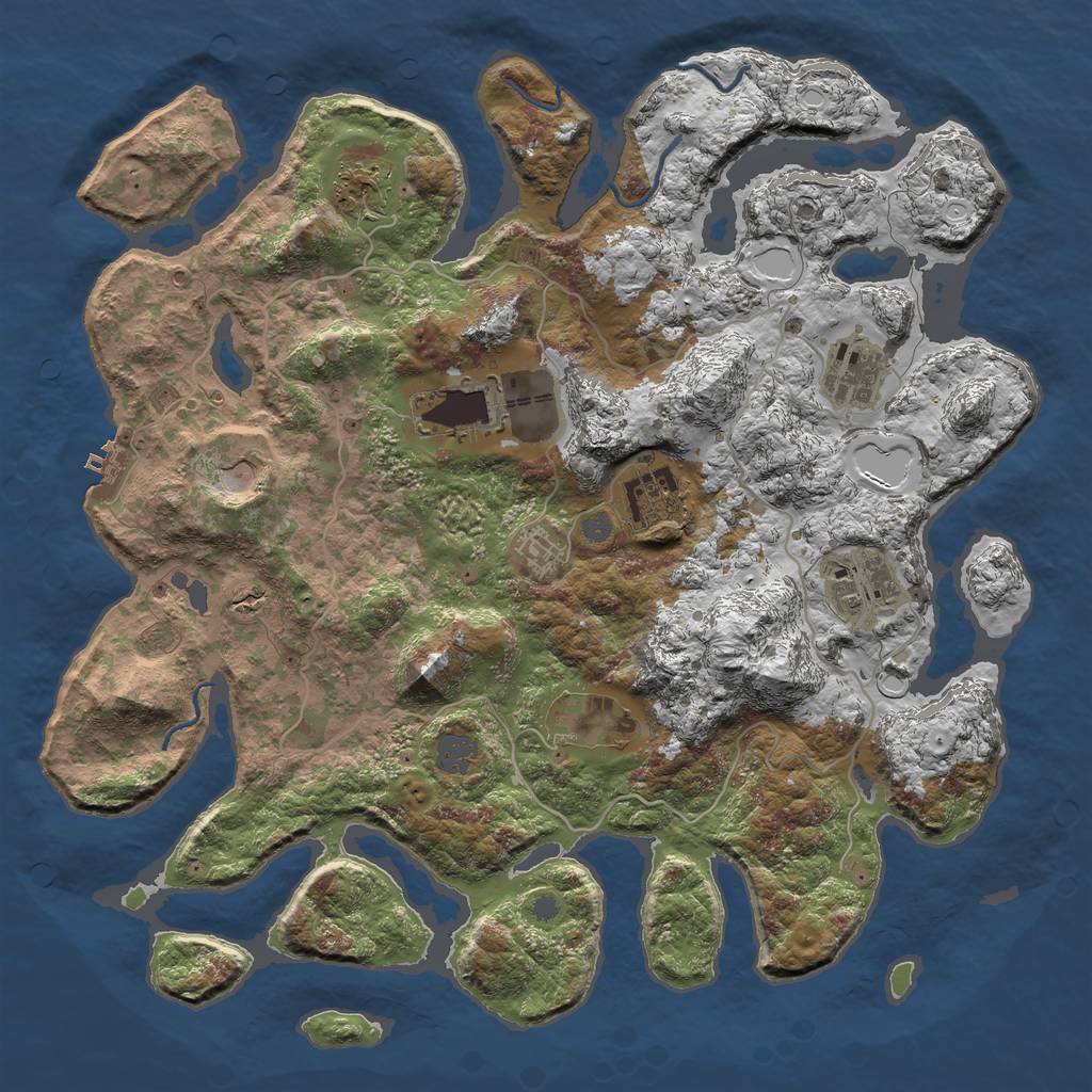 Rust Map: Procedural Map, Size: 4000, Seed: 1321032398, 14 Monuments