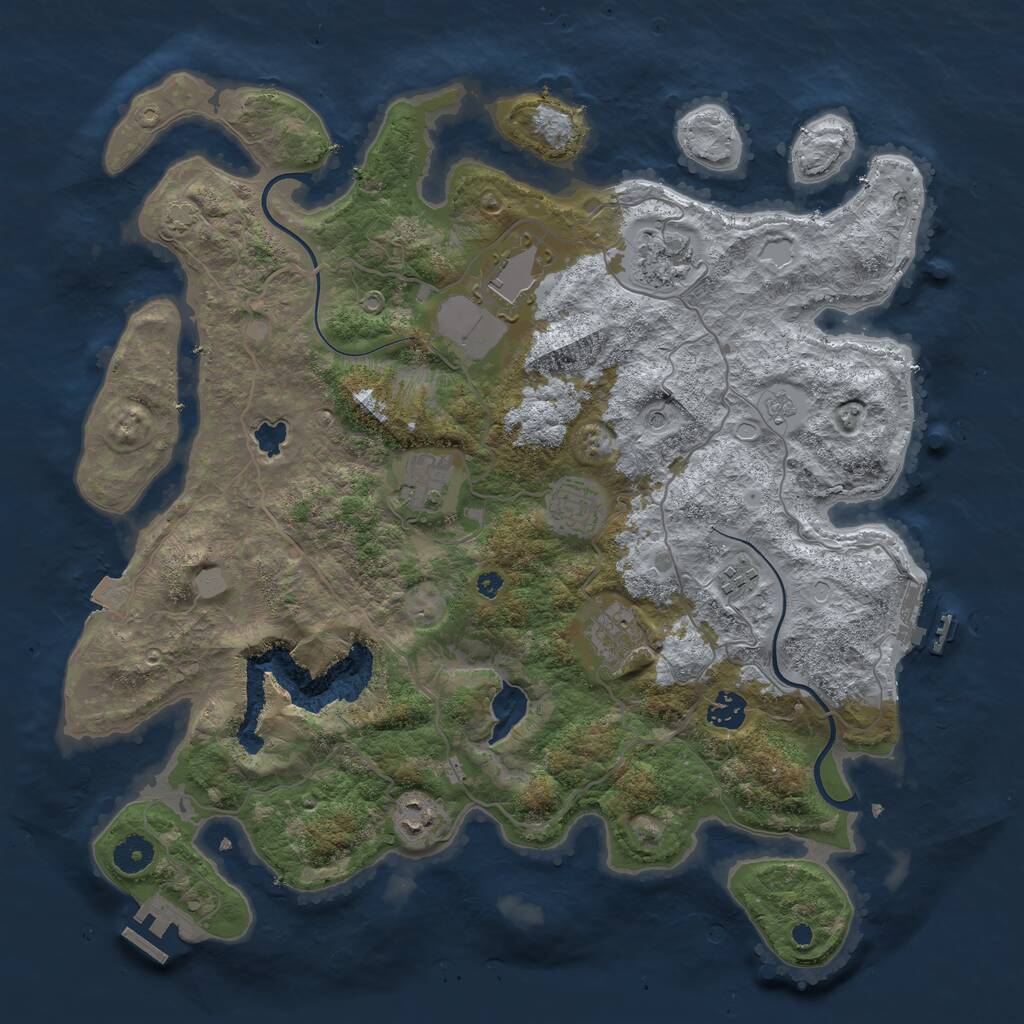 Rust Map: Procedural Map, Size: 4000, Seed: 1321032398, 14 Monuments