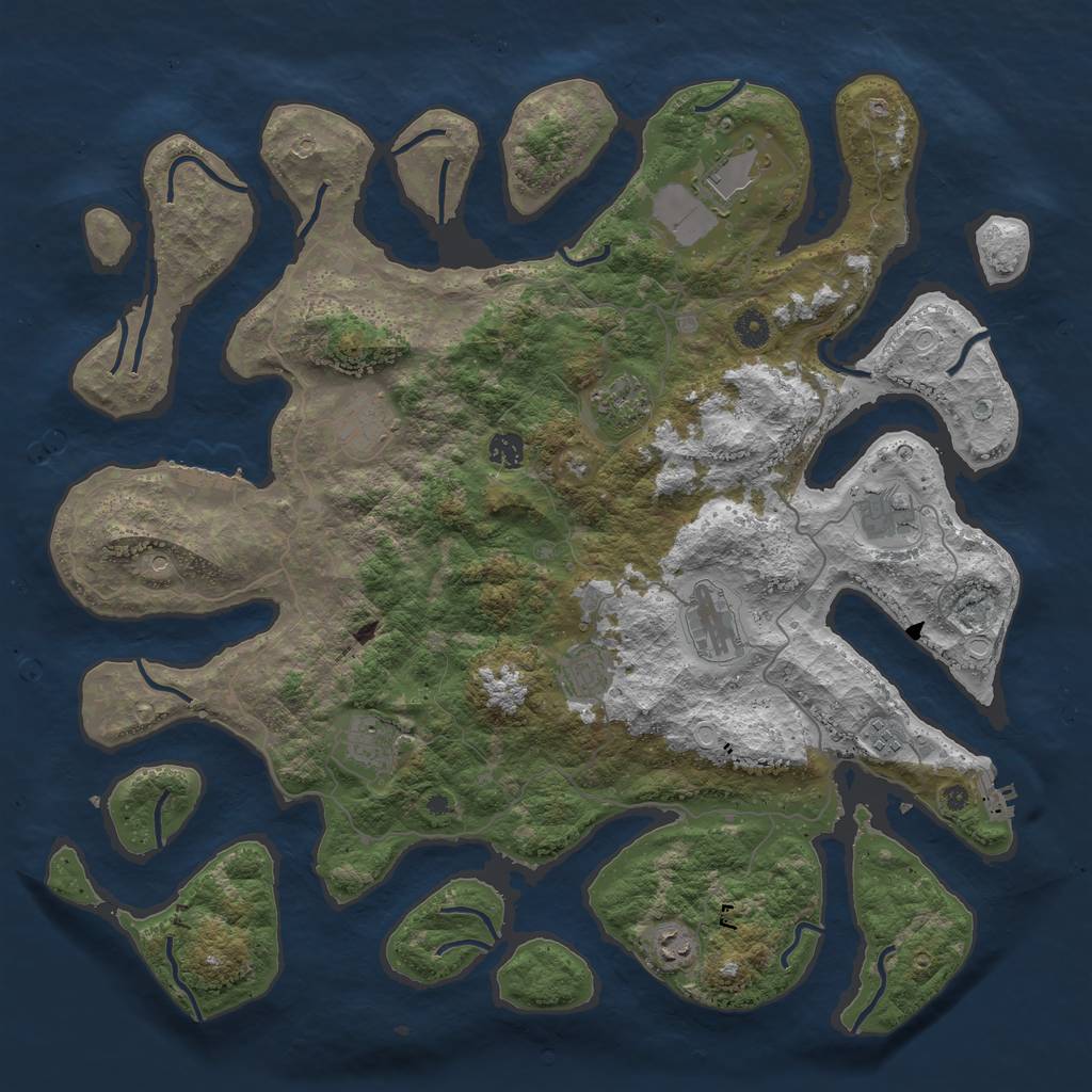 Rust Map: Procedural Map, Size: 4500, Seed: 616354950, 21 Monuments