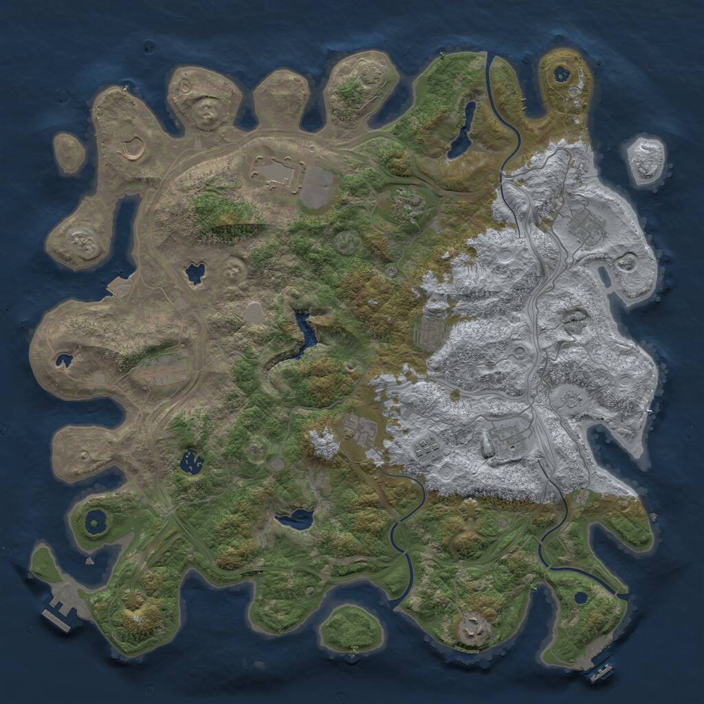 Rust Map: Procedural Map, Size: 4500, Seed: 616354950, 17 Monuments