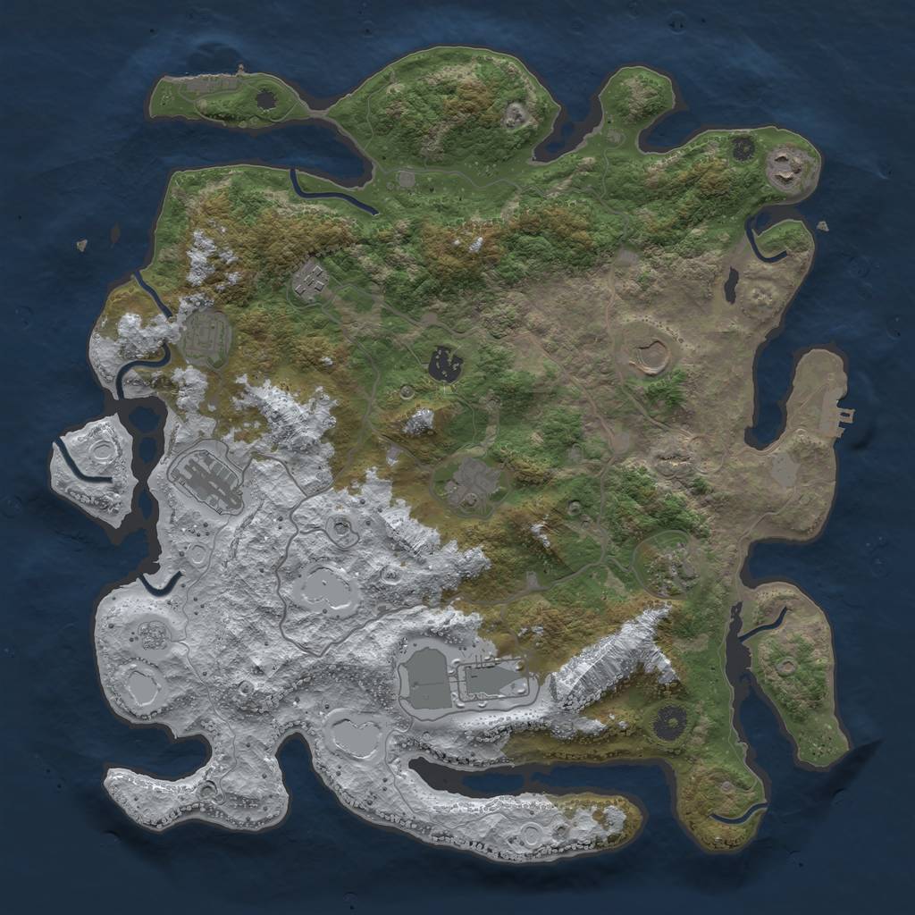 Rust Map: Procedural Map, Size: 4000, Seed: 1563, 18 Monuments