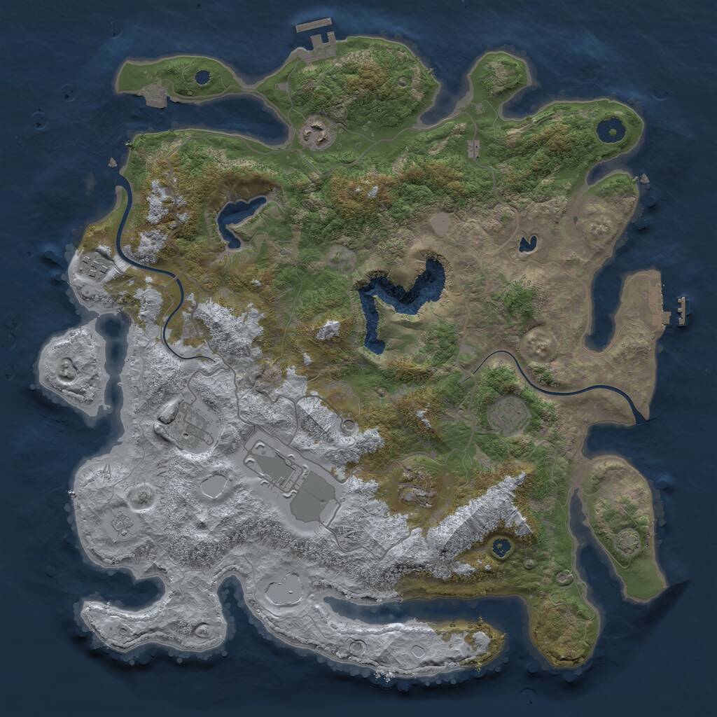 Rust Map: Procedural Map, Size: 4000, Seed: 1563, 12 Monuments