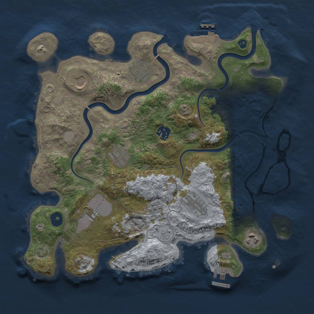 Rust Map: Procedural Map, Size: 3500, Seed: 17623587, 14 Monuments
