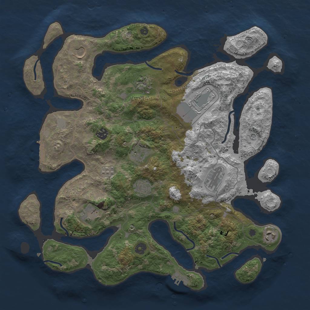 Rust Map: Procedural Map, Size: 4000, Seed: 53102021, 18 Monuments