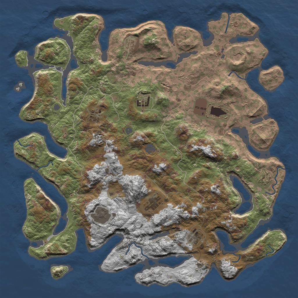 Rust Map: Procedural Map, Size: 4500, Seed: 443027311, 14 Monuments