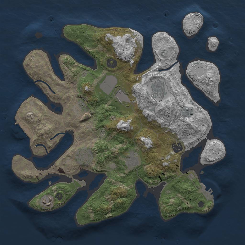 Rust Map: Procedural Map, Size: 3500, Seed: 354920, 16 Monuments