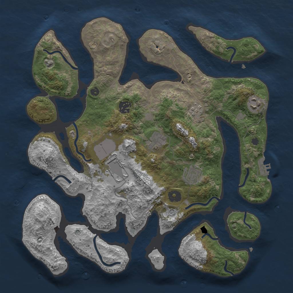 Rust Map: Procedural Map, Size: 3500, Seed: 14509, 10 Monuments