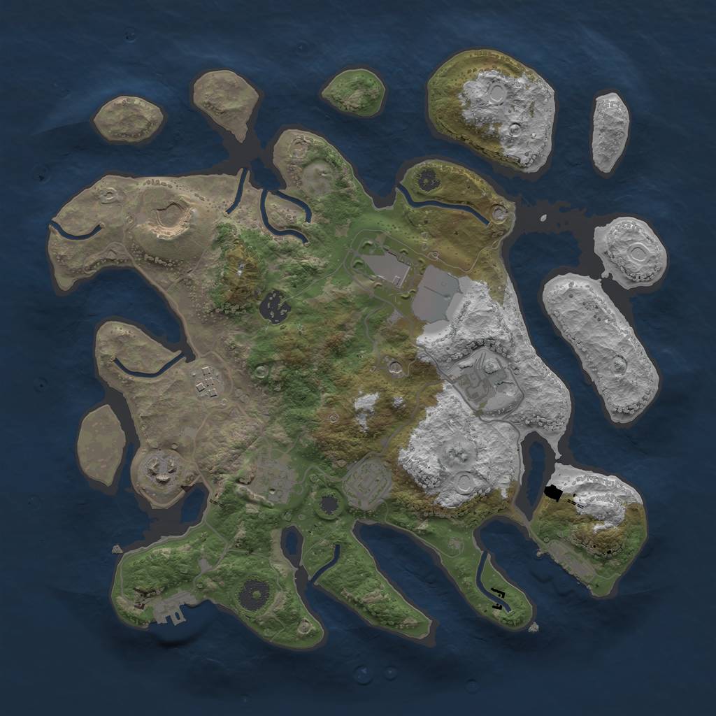 Rust Map: Procedural Map, Size: 3500, Seed: 12480, 19 Monuments