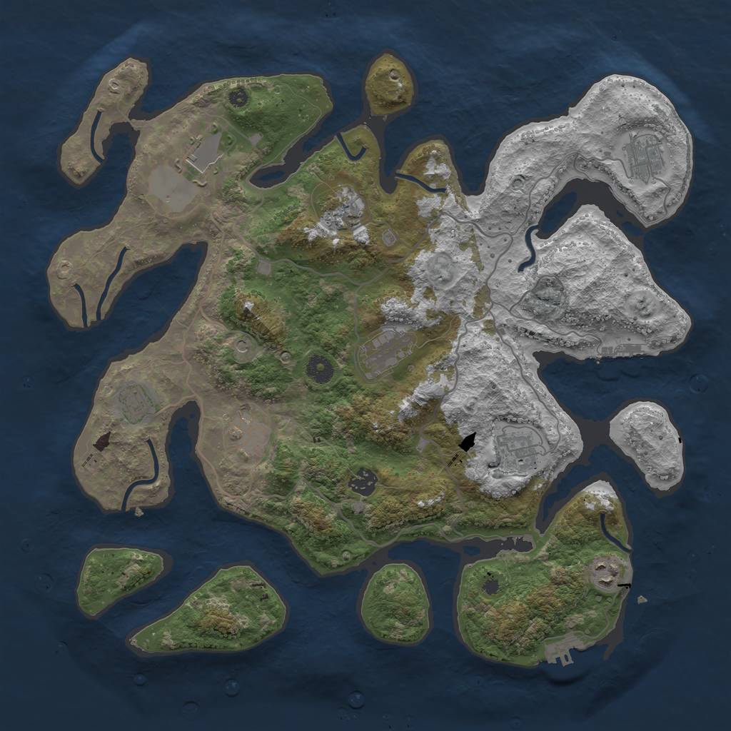 Rust Map: Procedural Map, Size: 4000, Seed: 185628, 14 Monuments