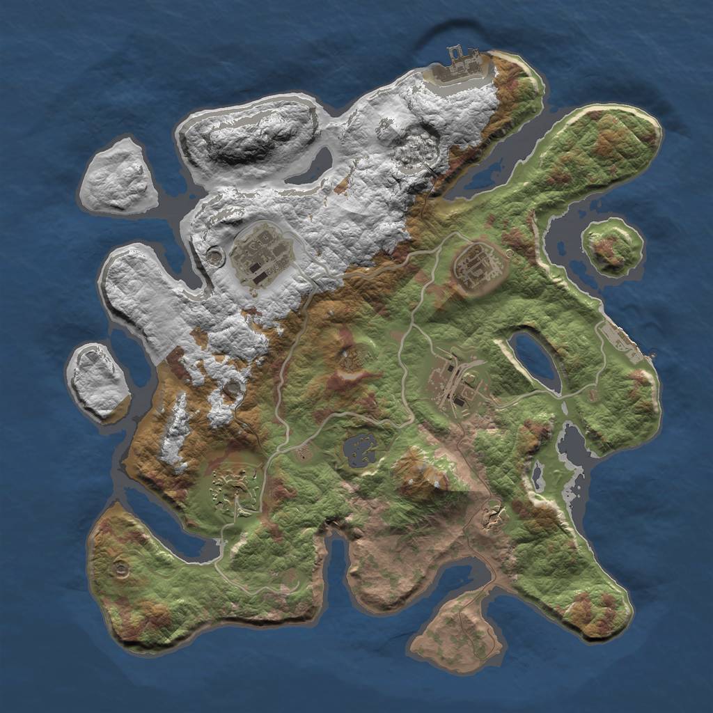 Rust Map: Barren, Size: 3100, Seed: 821934981, 11 Monuments