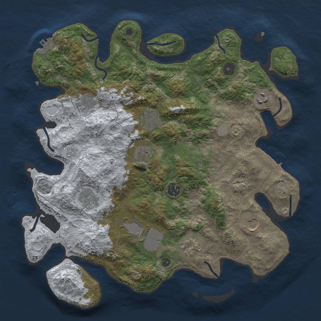 Rust Map: Procedural Map, Size: 3800, Seed: 77821, 19 Monuments