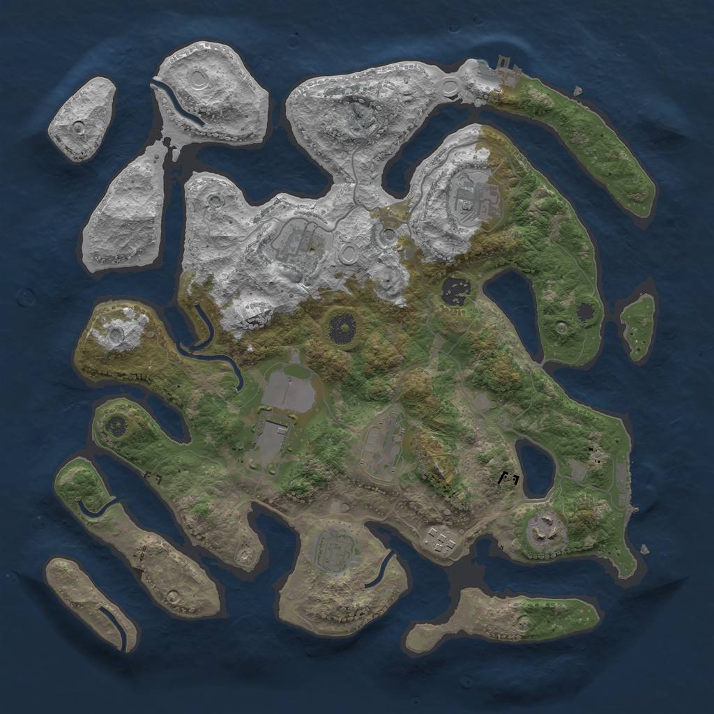 Rust Map: Procedural Map, Size: 3650, Seed: 1628075253, 16 Monuments