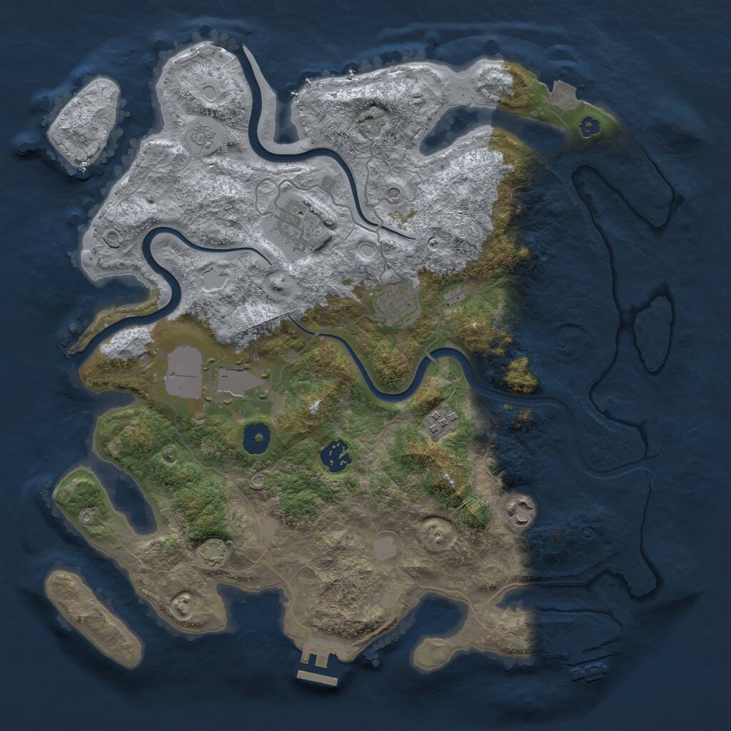 Rust Map: Procedural Map, Size: 3650, Seed: 1628075253, 12 Monuments