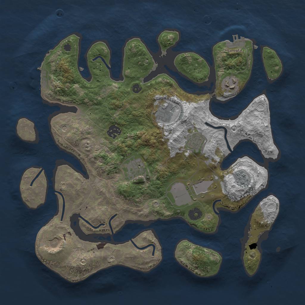 Rust Map: Procedural Map, Size: 3500, Seed: 6854, 19 Monuments