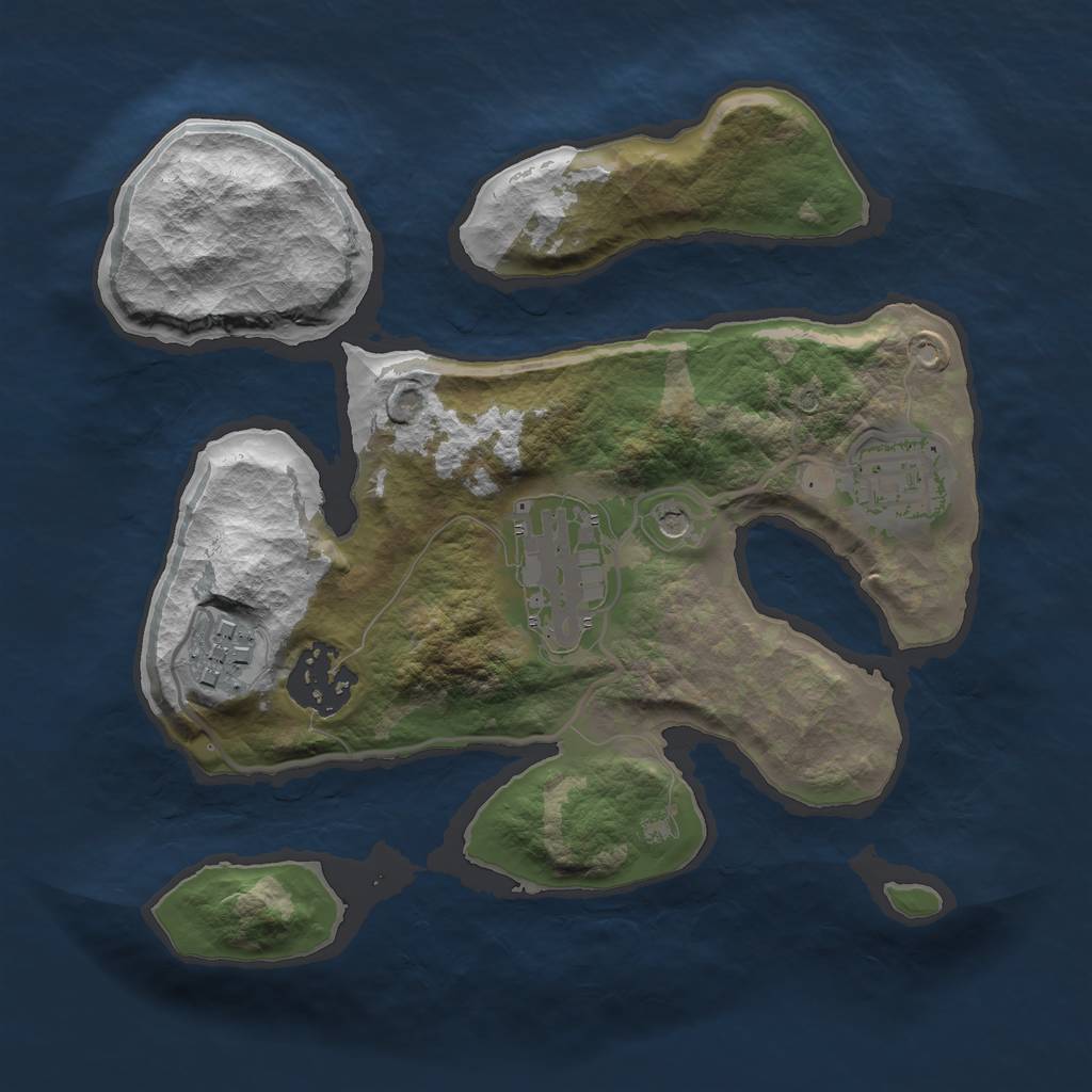 Rust Map: Barren, Size: 2400, Seed: 99680422, 7 Monuments