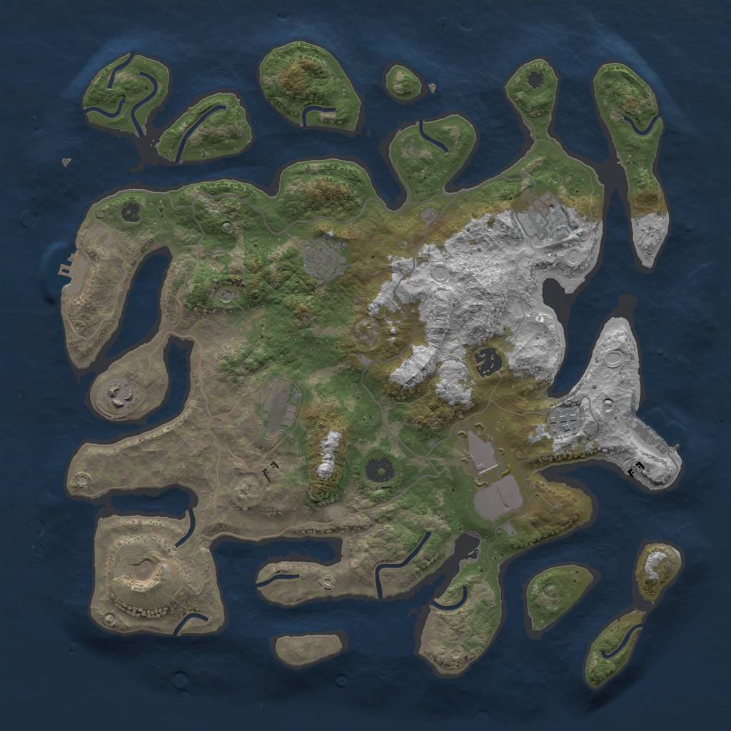 Rust Map: Procedural Map, Size: 4000, Seed: 702586237, 16 Monuments