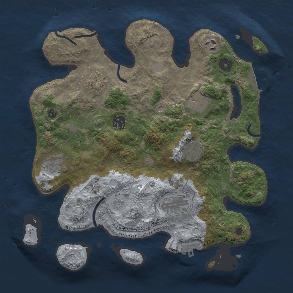 Rust Map: Procedural Map, Size: 3200, Seed: 1175111391, 14 Monuments