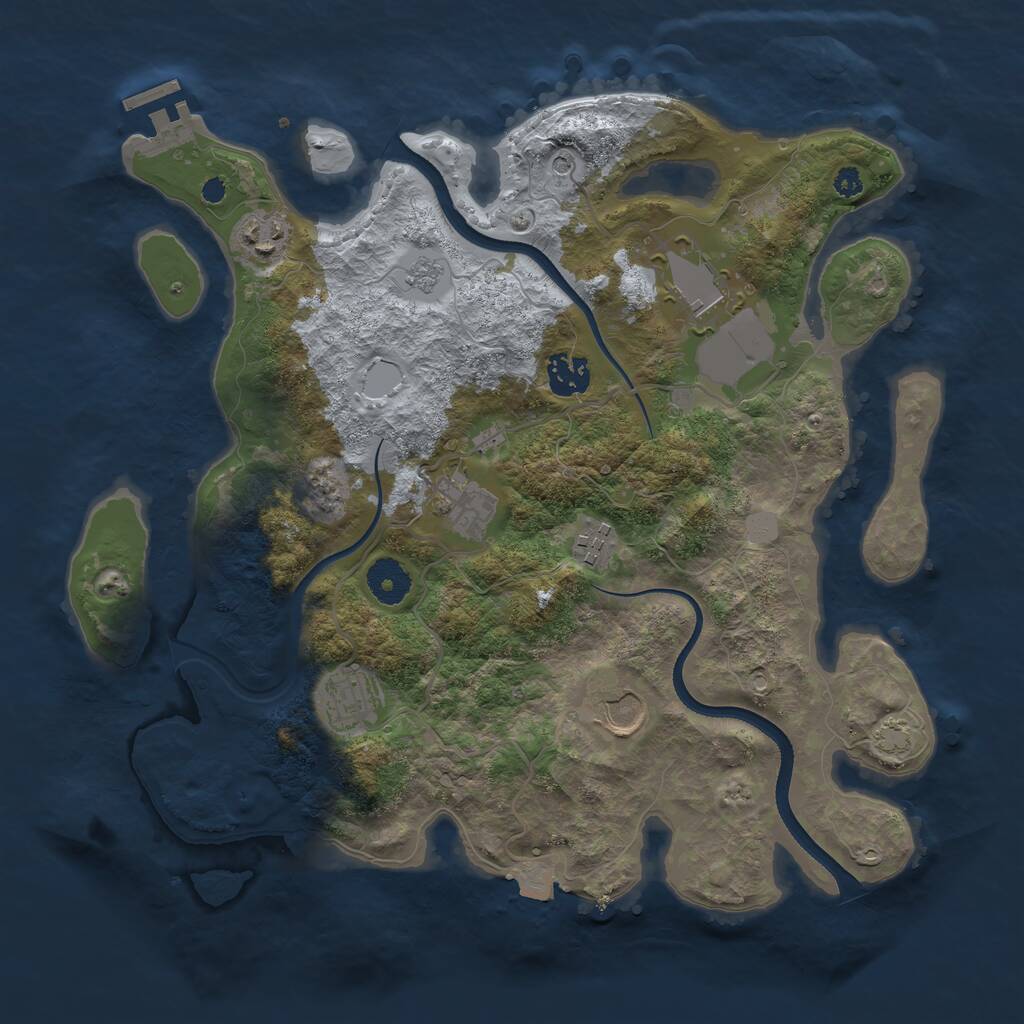 Rust Map: Procedural Map, Size: 3500, Seed: 6748358, 12 Monuments