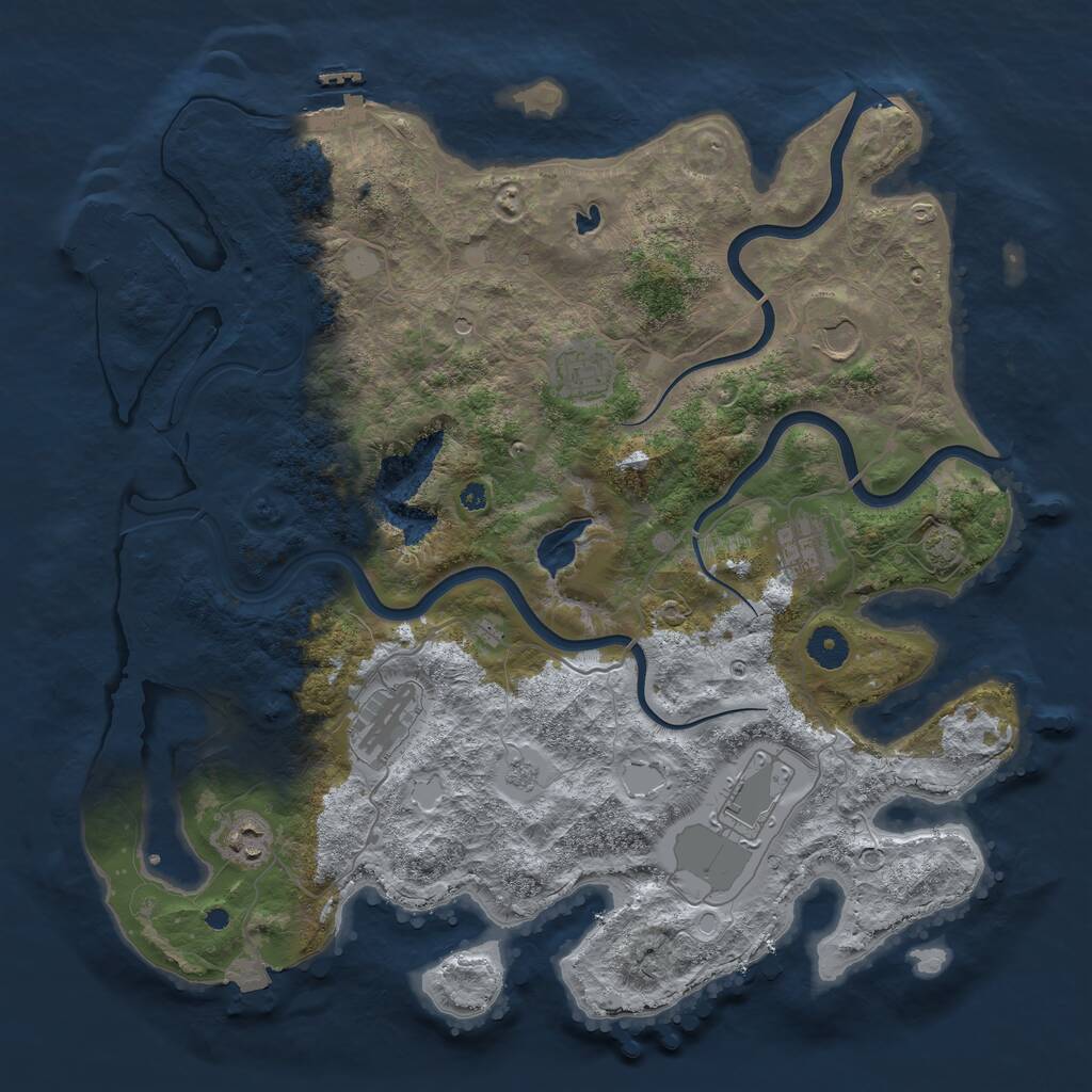 Rust Map: Procedural Map, Size: 4000, Seed: 45439653, 12 Monuments