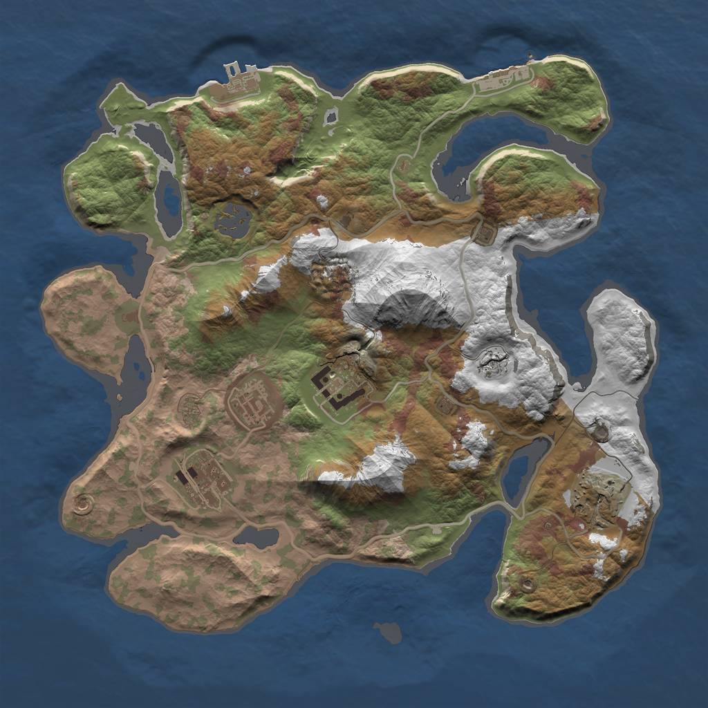 Rust Map: Barren, Size: 3001, Seed: 1337, 11 Monuments