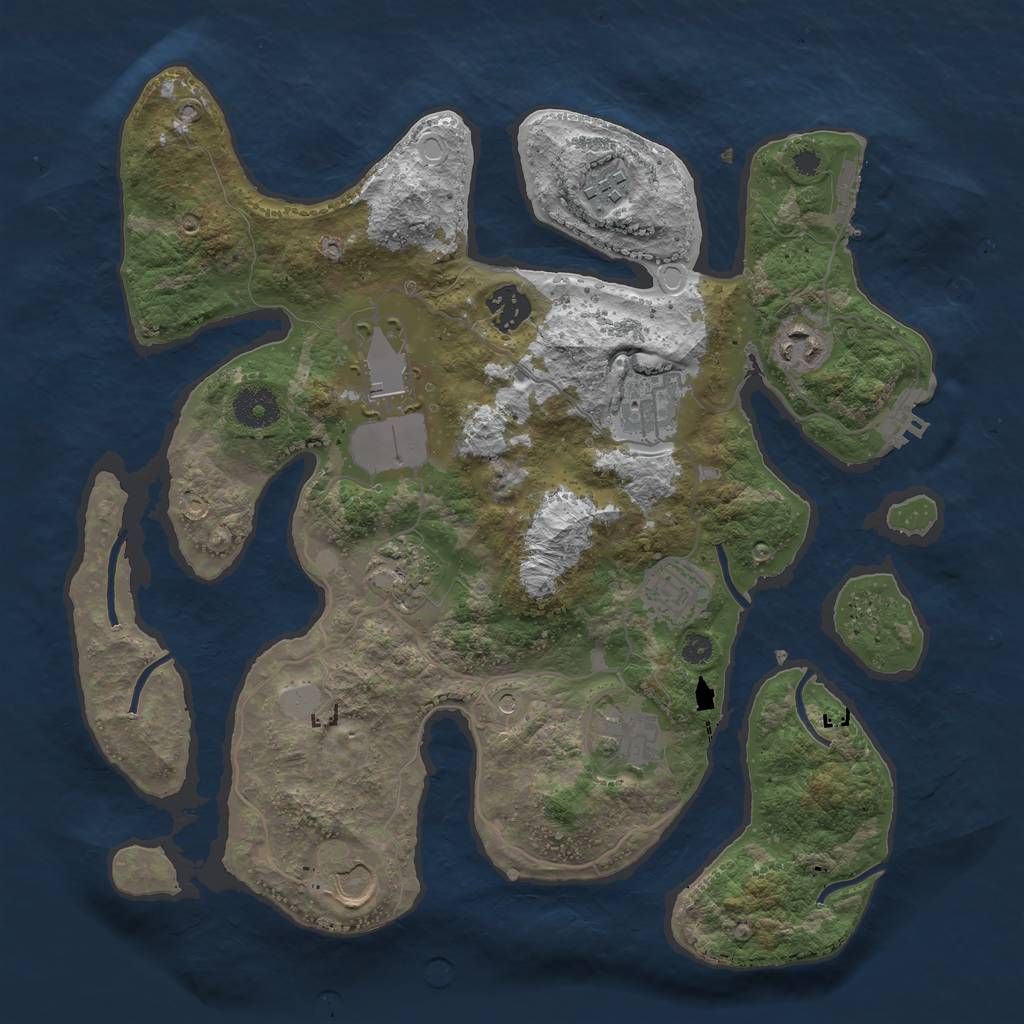 Rust Map: Procedural Map, Size: 3500, Seed: 612438919, 17 Monuments